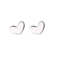 Minimalist Heart Stud Earrings in Sterling Silver-Earring-Sairahaz Jewelers