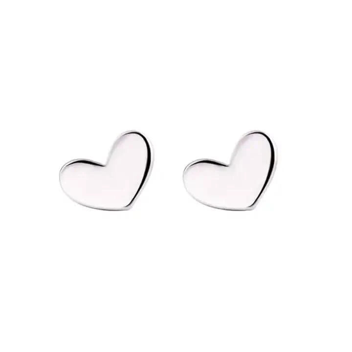 Minimalist Heart Stud Earrings in Sterling Silver-Earring-Sairahaz Jewelers