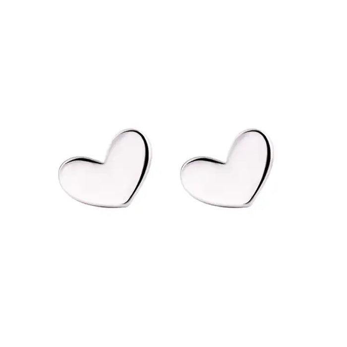 Minimalist Heart Stud Earrings in Sterling Silver