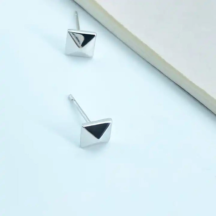 Minimalist Square Stud Earrings in 925 Sterling Silver - Silver, Gold Plated, Rose Gold