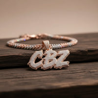 Iced out moissanite custom name necklace with bold personalized lettering