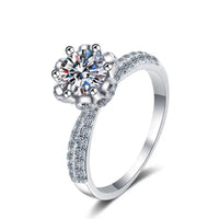 Round 1 carat moissanite solitaire engagement ring in sterling silver