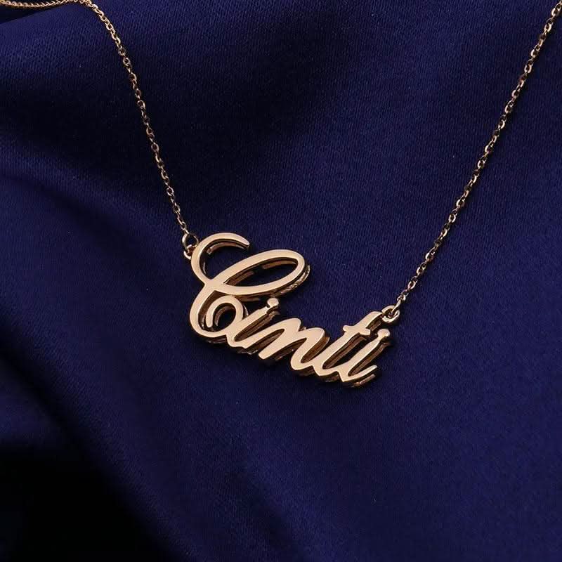 18K Gold Name Necklace-Custom Name Necklace-Sairahaz Jewelers