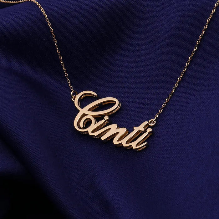 18K Gold Name Necklace-Custom Name Necklace-Sairahaz Jewelers