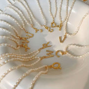 Pearl Initial Necklace-Custom Name Necklace-Sairahaz Jewelers