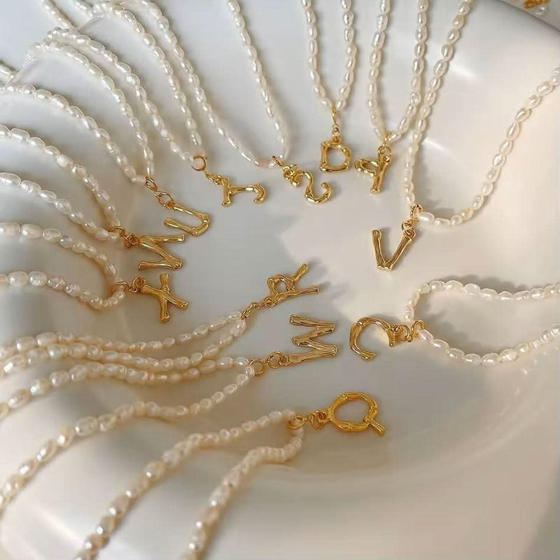 Pearl Initial Necklace-Custom Name Necklace-Sairahaz Jewelers