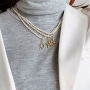 Pearl Initial Necklace-Custom Name Necklace-Sairahaz Jewelers