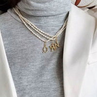 Pearl Initial Necklace-Custom Name Necklace-Sairahaz Jewelers