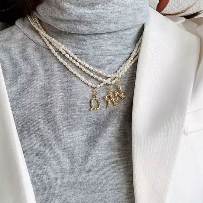 Pearl Initial Necklace-Custom Name Necklace-Sairahaz Jewelers