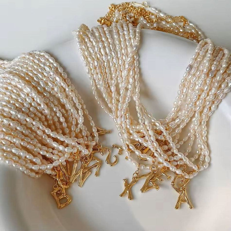 Pearl Initial Necklace-Custom Name Necklace-Sairahaz Jewelers