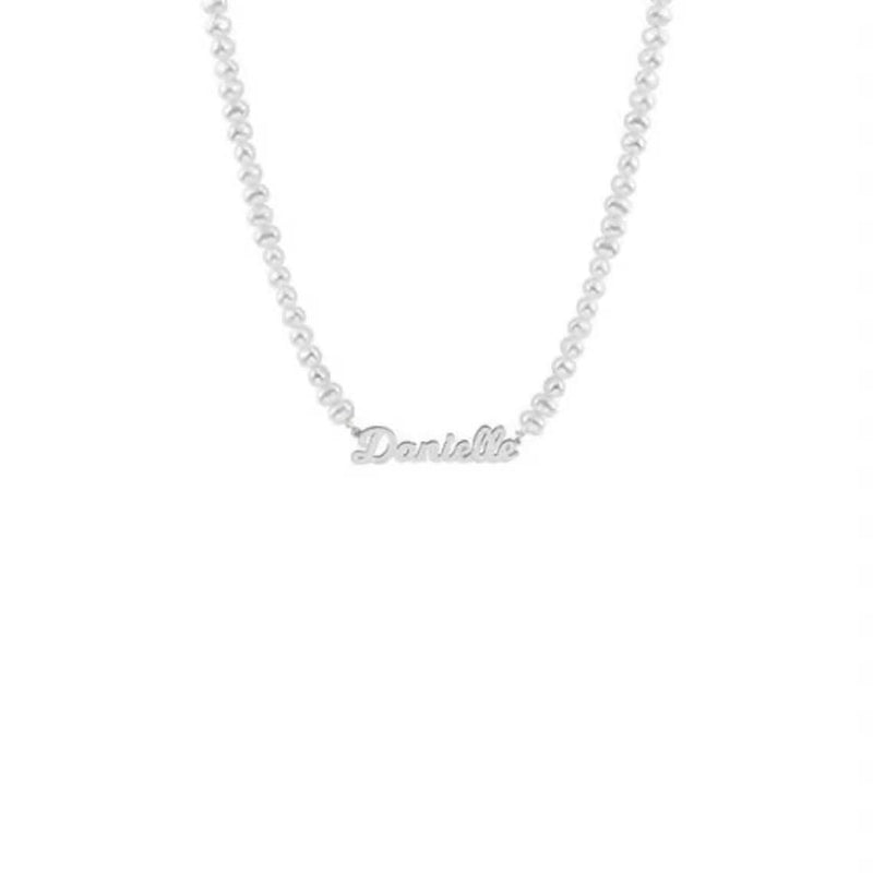 Freshwater Pearl Name Necklace-Custom Name Necklace-Sairahaz Jewelers