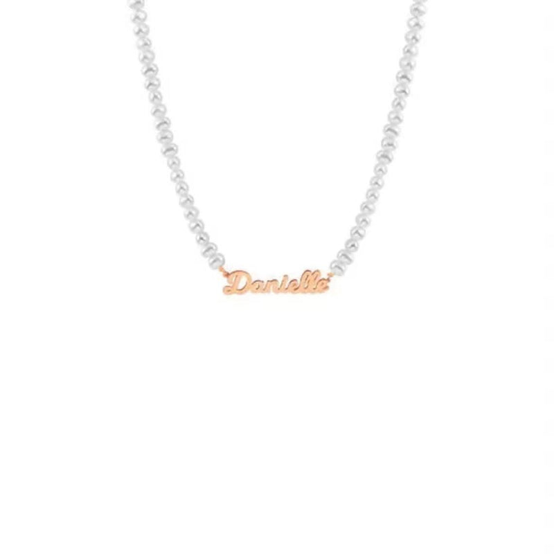 Freshwater Pearl Name Necklace-Custom Name Necklace-Sairahaz Jewelers