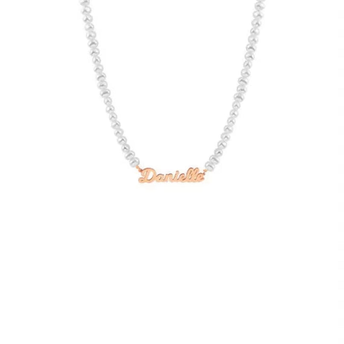 Freshwater Pearl Name Necklace-Custom Name Necklace-Sairahaz Jewelers