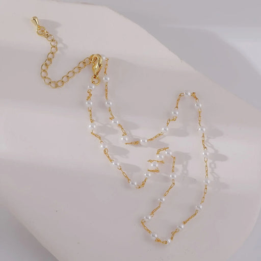 Pearl Beads Necklace - Minimalist 18K Gold Plated Elegance - Gift for her