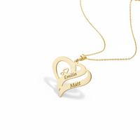 Collar de Nombres con Grabado Personalizado de Dos Corazones