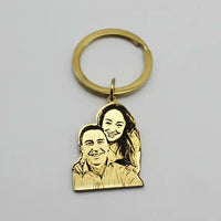 Personalized picture keychain with custom photo insert and polished metal frame