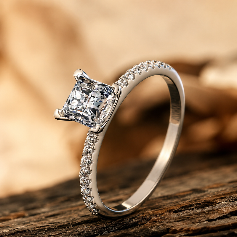 Princess Cut Lab Grown Diamond Solitaire Engagement Ring