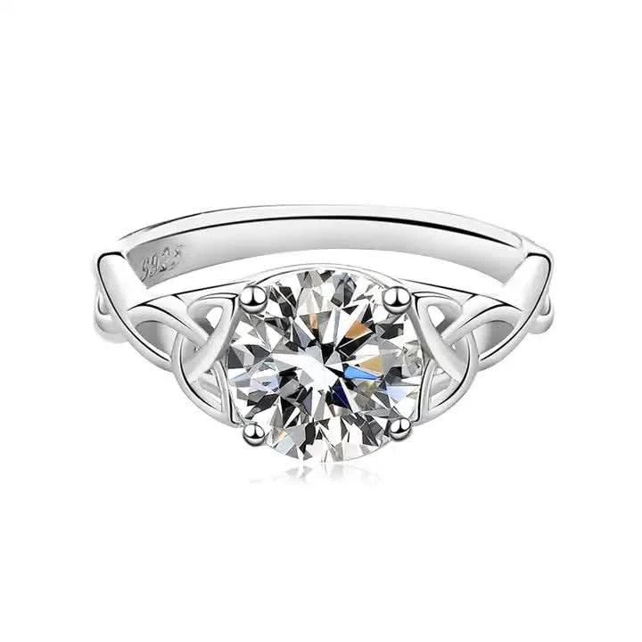 Diamond Engagement Wedding Ring, Round Moissanite engagement ring-Rings-Sairahaz Jewelers
