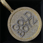 Round Medalion CZ Men's Custom Name Necklace
