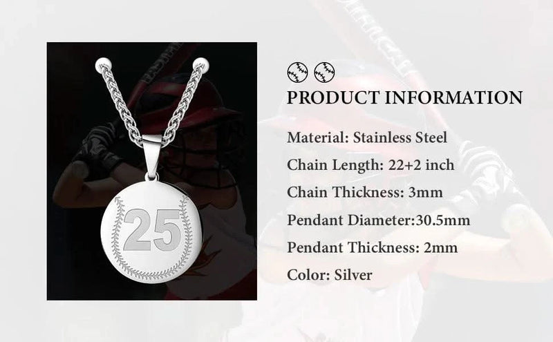 Engraving Baseball Number Necklaces Pendant-Custom Baseball Necklace-Sairahaz Jewelers