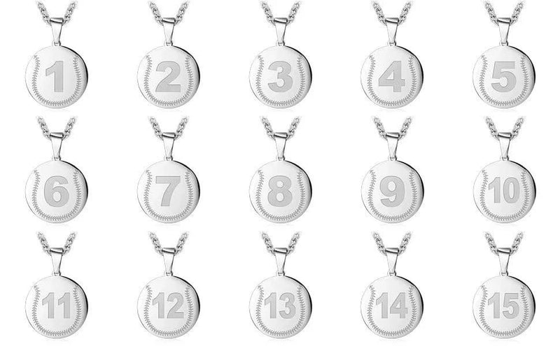 Engraving Baseball Number Necklaces Pendant-Custom Baseball Necklace-Sairahaz Jewelers