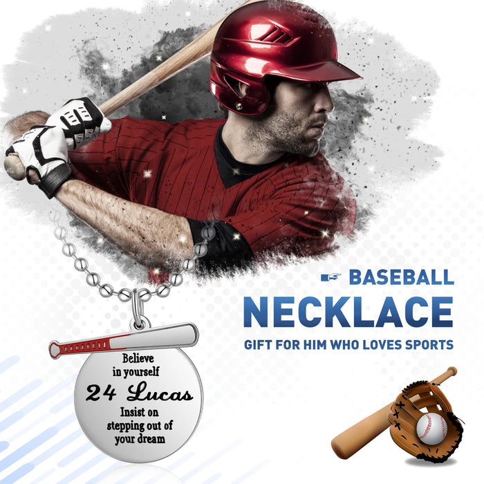 Baseball Custom Necklace - Number with Name-Custom Necklace-Sairahaz Jewelers