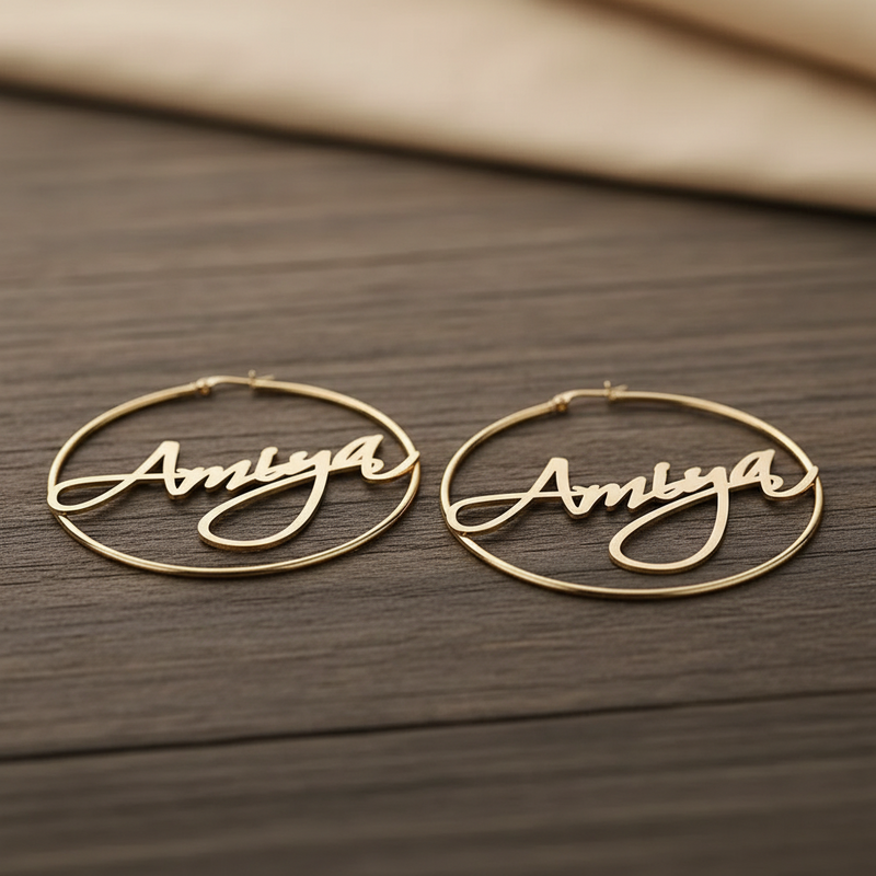 Custom Big Circle Hoop Name Earrings