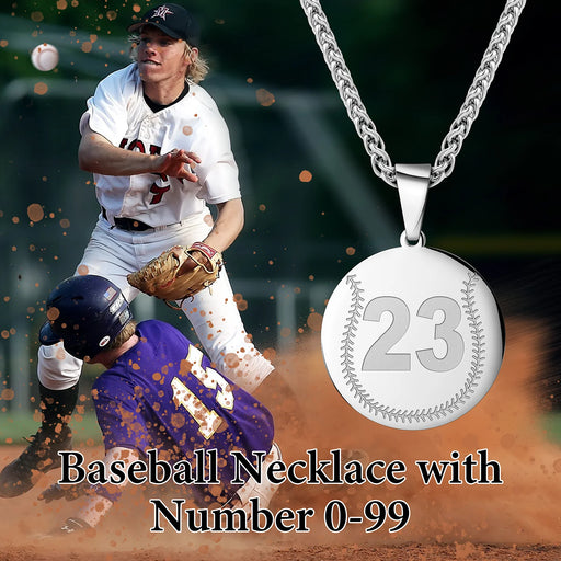 Engraving Baseball Number Necklaces Pendant-Custom Baseball Necklace-Sairahaz Jewelers