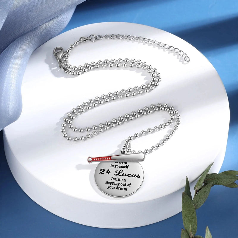Baseball Custom Necklace - Number with Name-Custom Necklace-Sairahaz Jewelers