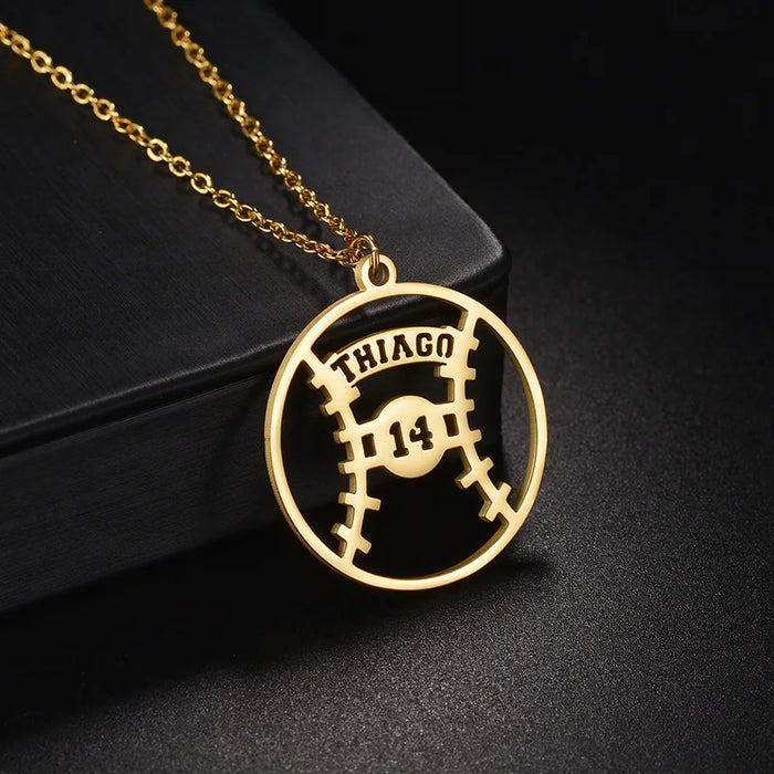 Custom Baseball Number Name Necklace Personalized