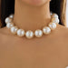 Women Elegant Luxury Pearls Rhinestone Ball Choker Necklace