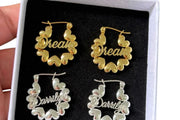 DUOYING Custom Heart Name Earrings Letter Nameplate Customize Hoop Earring Gold Stainless Steel Jewelry For Baby Girl Gift-Sairahaz Jewelers