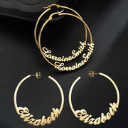 Custom Name High-End Stainless Steel Jewelry Personalized 50mm Hoop Earrings Accessories for Women Birthday Party Gift-Sairahaz Jewelers