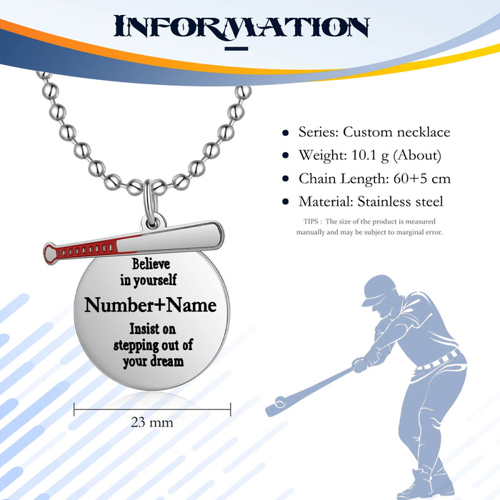 Baseball Custom Necklace - Number with Name-Custom Necklace-Sairahaz Jewelers