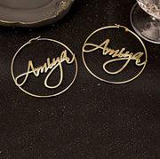 Custom Name Hoop Earrings Personalized Gold Color Stainless Steel for Earrings Women Letter Nameplate Circle Jewelry Gifts-Sairahaz Jewelers