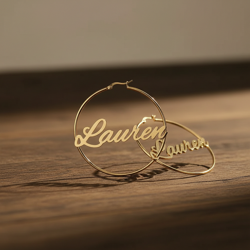 Custom Big Circle Hoop Name Earrings