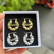 DUOYING Custom Heart Name Earrings Letter Nameplate Customize Hoop Earring Gold Stainless Steel Jewelry For Baby Girl Gift-Sairahaz Jewelers