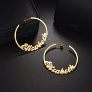 Romantic Custom Name High-End Stainless Steel Jewelry Personalized 50mm Hoop Earrings Accessories for Women Birthday Party Gift-Sairahaz Jewelers