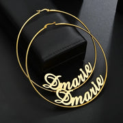 Romantic Custom Name High-End Stainless Steel Jewelry Personalized 50mm Hoop Earrings Accessories for Women Birthday Party Gift-Sairahaz Jewelers