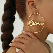 Custom Name Hoop Earrings Personalized Gold Color Stainless Steel for Earrings Women Letter Nameplate Circle Jewelry Gifts-Sairahaz Jewelers