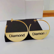 40mm-70mm Custom Name Earrings Personalized Round Letter Earring Stainless Steel Hollow Bar Name Hoop Earring Women Jewelry Gift-Sairahaz Jewelers
