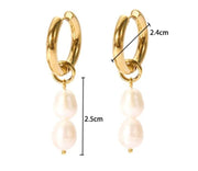 Real Pearl Drop Double Earrings - Genuine Freshwater Pearls Gift for her