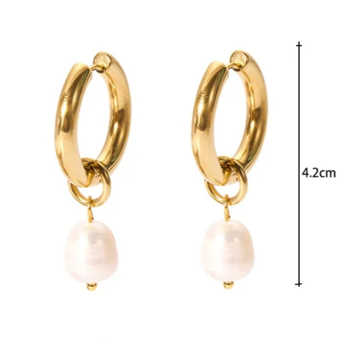 Freshwater Pearl Drop Earrings hoop - Bold and Minimalist Elegance Step into a world of refined with our Freshwater Pearl Drop Earrings. Gift for her.