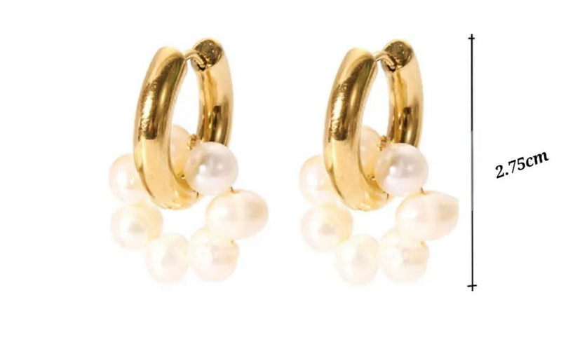Flower Pearl Tunnel Hoop Earrings - Pearls with Hoops 
