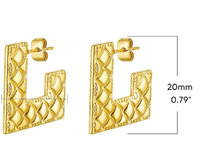 Elegance: Gold Plated Stud Pillow Earrings - Gift for Her from side