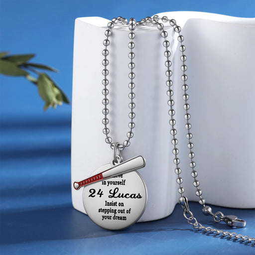 Baseball Custom Necklace - Number with Name-Custom Necklace-Sairahaz Jewelers