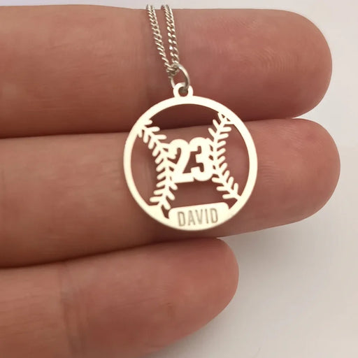 Baseball Number & Name Necklace-Custom Baseball Necklace-Sairahaz Jewelers