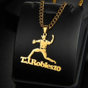 Baseball Throwing Ball Name Necklace-Custom Baseball Necklace-Sairahaz Jewelers