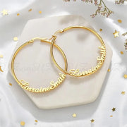 Romantic Custom Name High-End Stainless Steel Jewelry Personalized 50mm Hoop Earrings Accessories for Women Birthday Party Gift-Sairahaz Jewelers