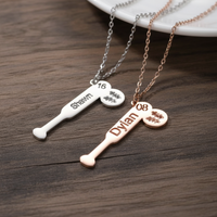 Personalized Baseball Bat Name & Number Necklace - view 1